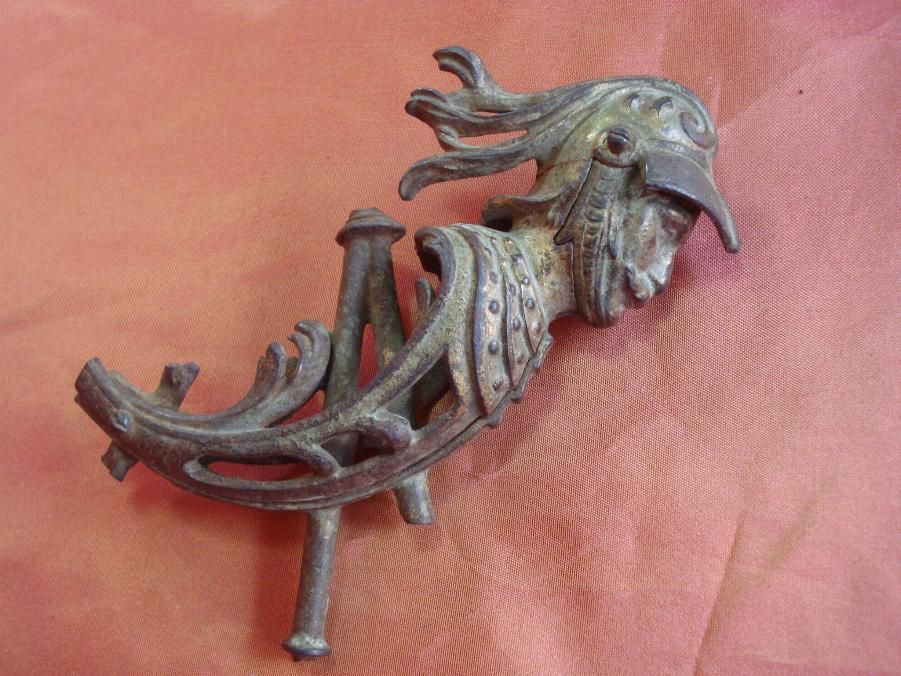 19c antique fire truck bronze applique emblem v rare