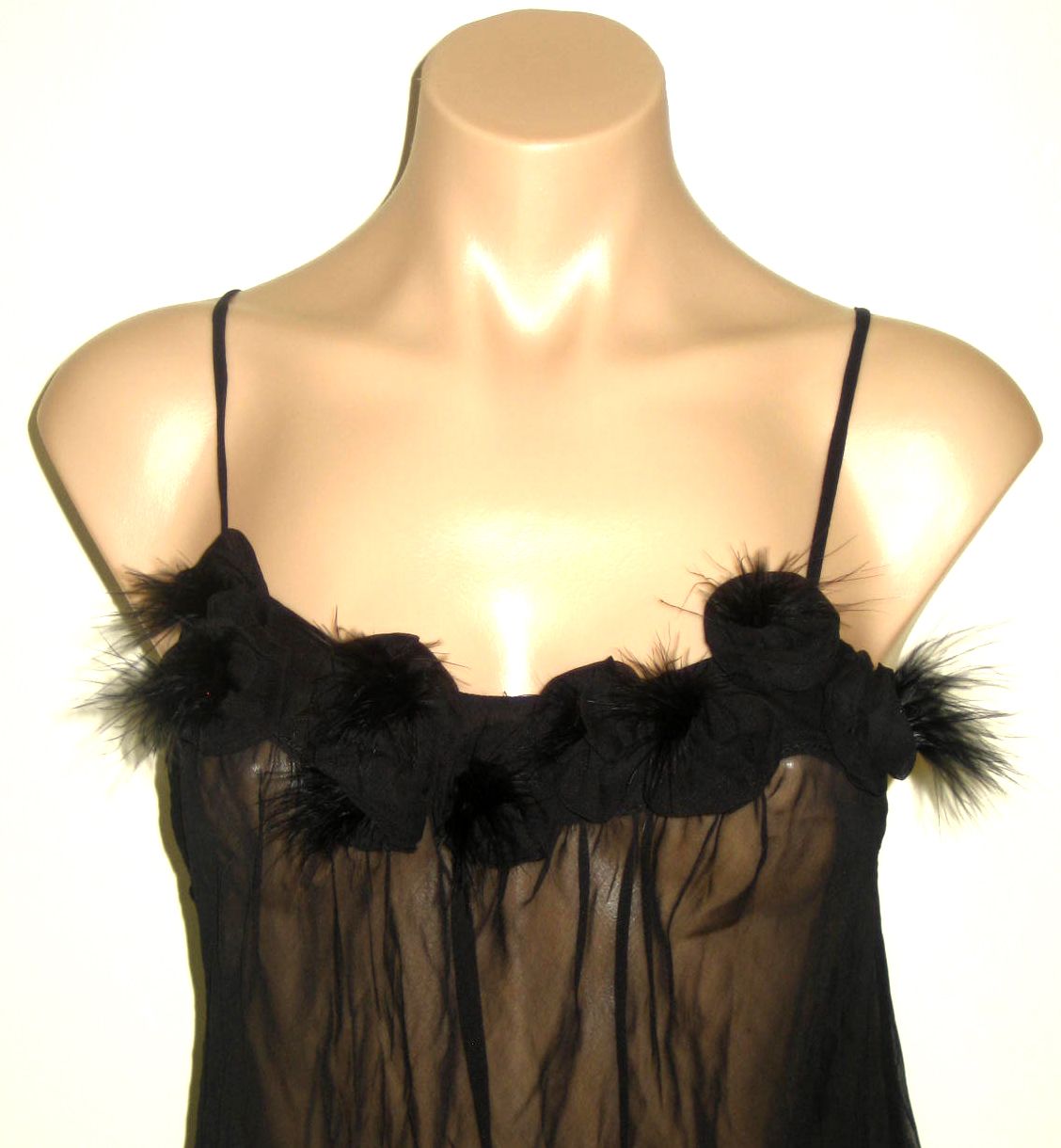 Victoria Secret Flora Nikrooz Silk Marabou Babydoll S