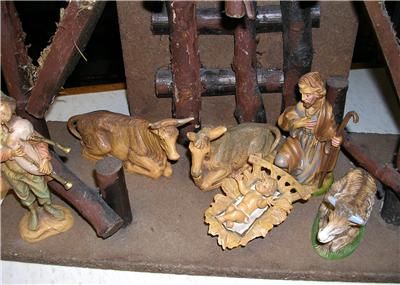  VINTAGE FONTANINI 13 PIECE NATIVITY SET INCLUDING CATHEDRAL STABLE