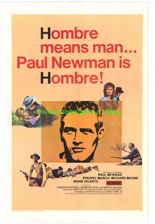 Hombre Movie Poster Paul Newman 1966 Linenbacked