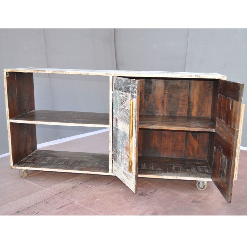  Reclaimed Wood Rustic Open Back Storage CD DVD TV Stand Media Center