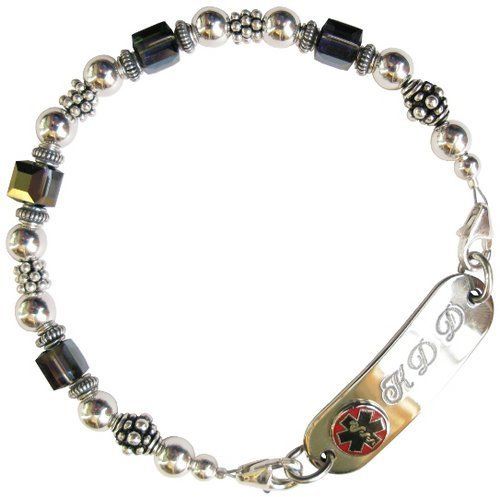 Beaded Heliotrope Crystal Medical ID Alert Bracelet