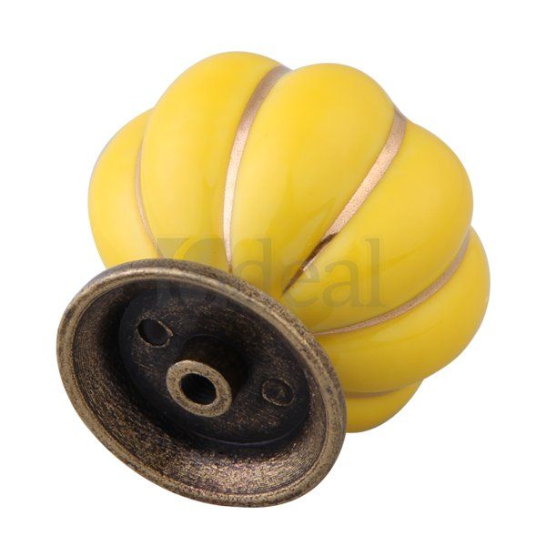 yellow pumpkin ceramic cabinet drawer door pull knobs handles