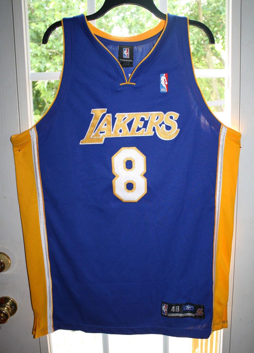 Vintage Reebok KOBE BRYANT #8 Los Angeles LA Lakers Blue HWC Jersey X-Large  EUC