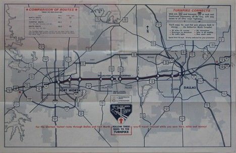  Fort Worth, along with a schedule of fares on the turnpike, which had