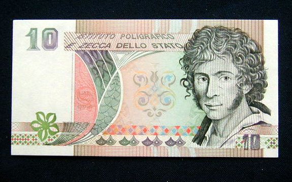  RARE Banknote Specimen Official Test 10 Lire UNC Ugo Foscolo