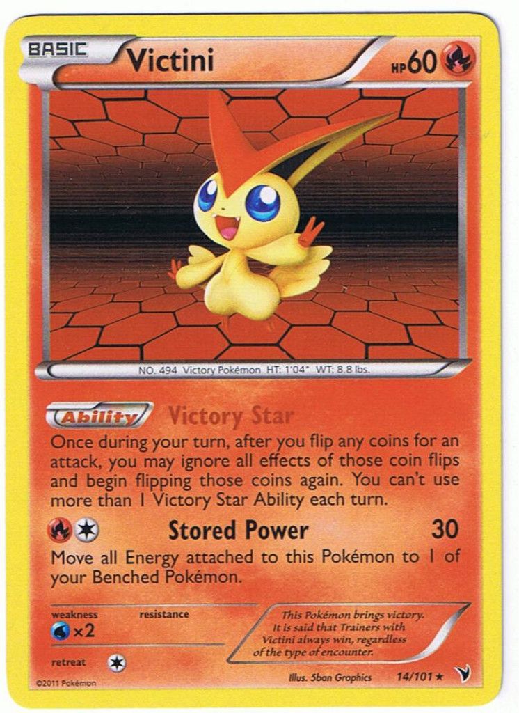 Victini 14 101 RARE Holo Foil Card Ability Pokemon Noble Victories New