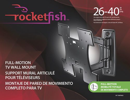 Rocketfish Full Motion Wall Mount 26 40 RF TVMFM02