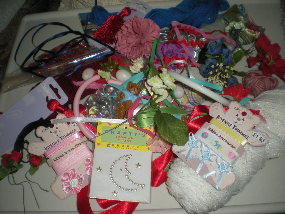 Mixed Craft Supplies Yarn Ribbon Lace Trims Embroidery Floss More 5