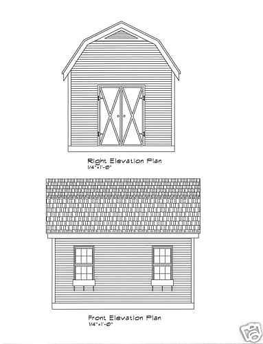 Shed Plans Blueprints 16x12 Gambrel w Side Door