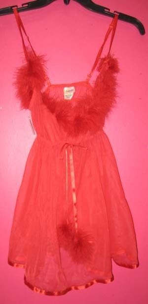 Fredericks of Hollywood Fredericks Red Fur Fluffy Lingerie Nightie