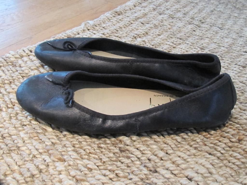 FRENCH SOLE FS/NY France BALLET FLATS SLIPPERS black leather 41