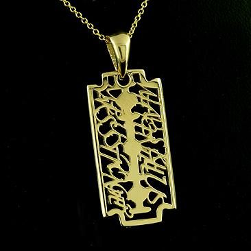 14K Yellow Gold Razor Blade Pendant Necklace P1461WPP 4=450