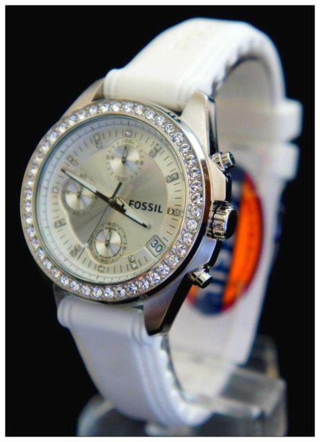 NWT Fossil Decker Chronograph Silicone Band Womens Watch ES2883