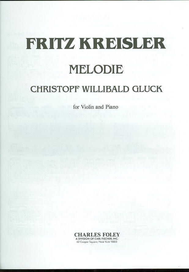 Fritz Kreisler Melodie Violin Piano Sheet Music
