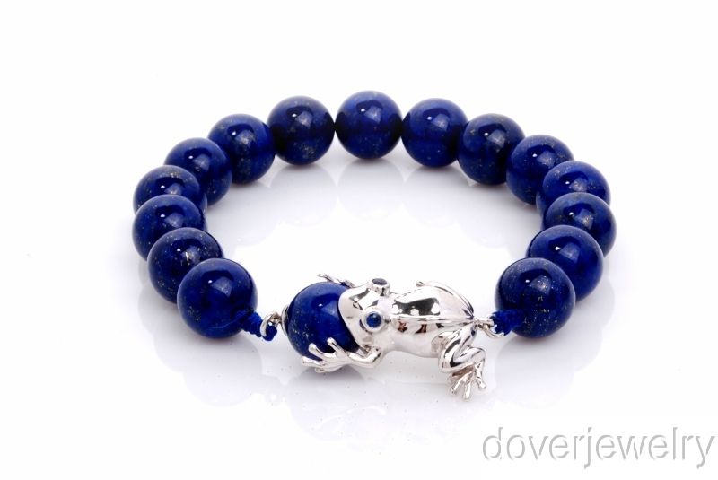  now free sapphire lapis lazuli sterling silver frog bracelet nr