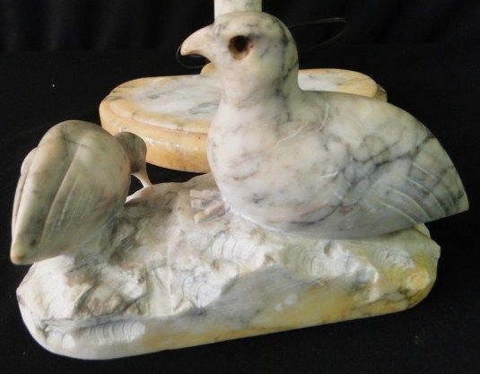  Italian Carved Alabaster Marble Bird Fountain Sculpture Lamp