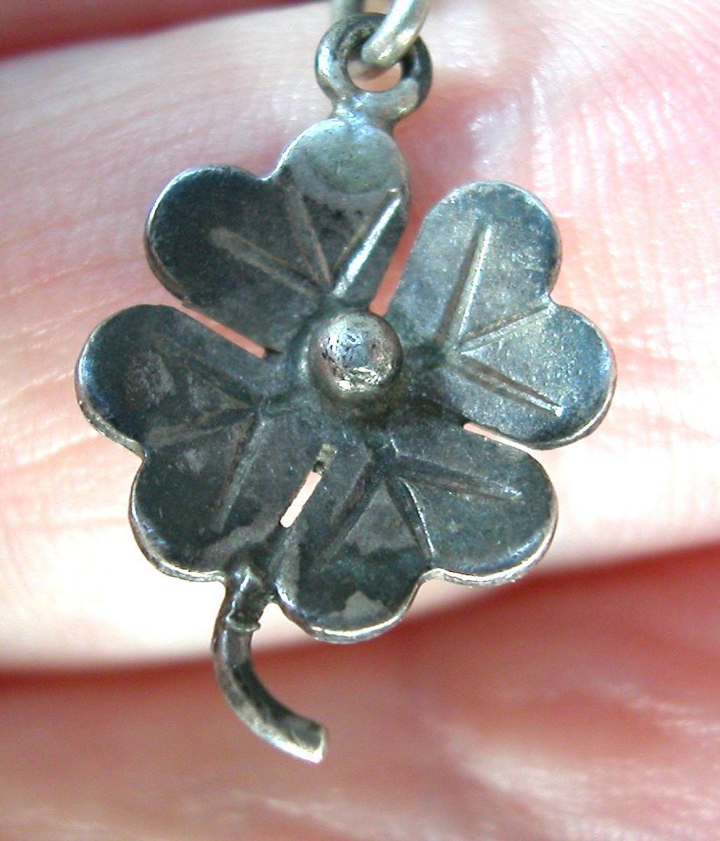 Vintage 900 Silver Four Leaf Clover Charm Very Different Design