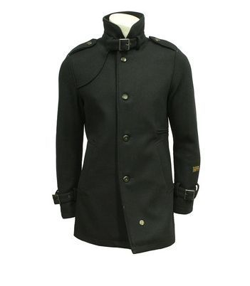 Mens G Star Navy Garber Wool Trench