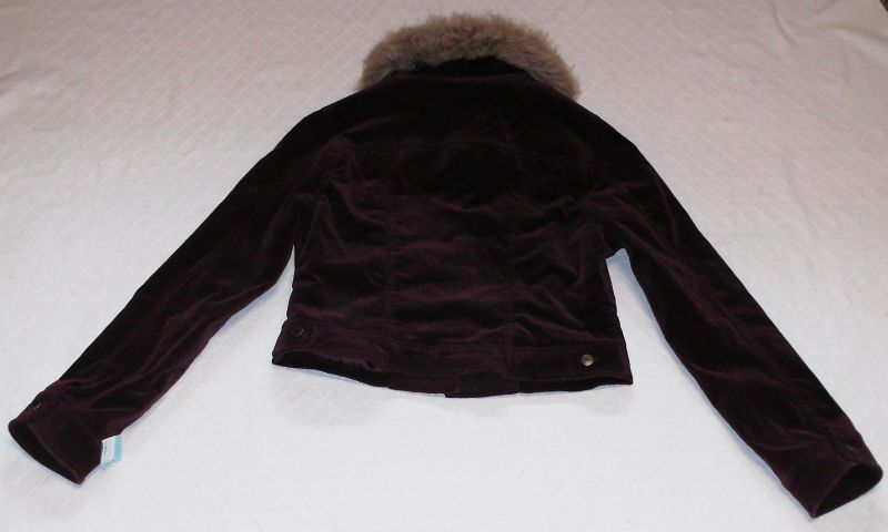 Jacket Coat Gadzooks Burgundy M Medium Fauxfur Corduroy