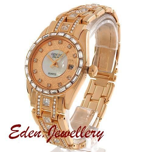 Exclusive Geneve Elegante Ladies Crystal Date Watch