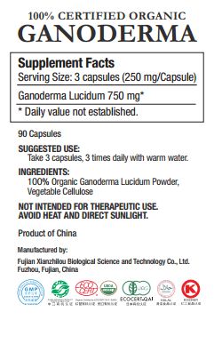  Gold 100% Certified Organic GANODERMA LUCIDUM CAPSULES Nutraceutical