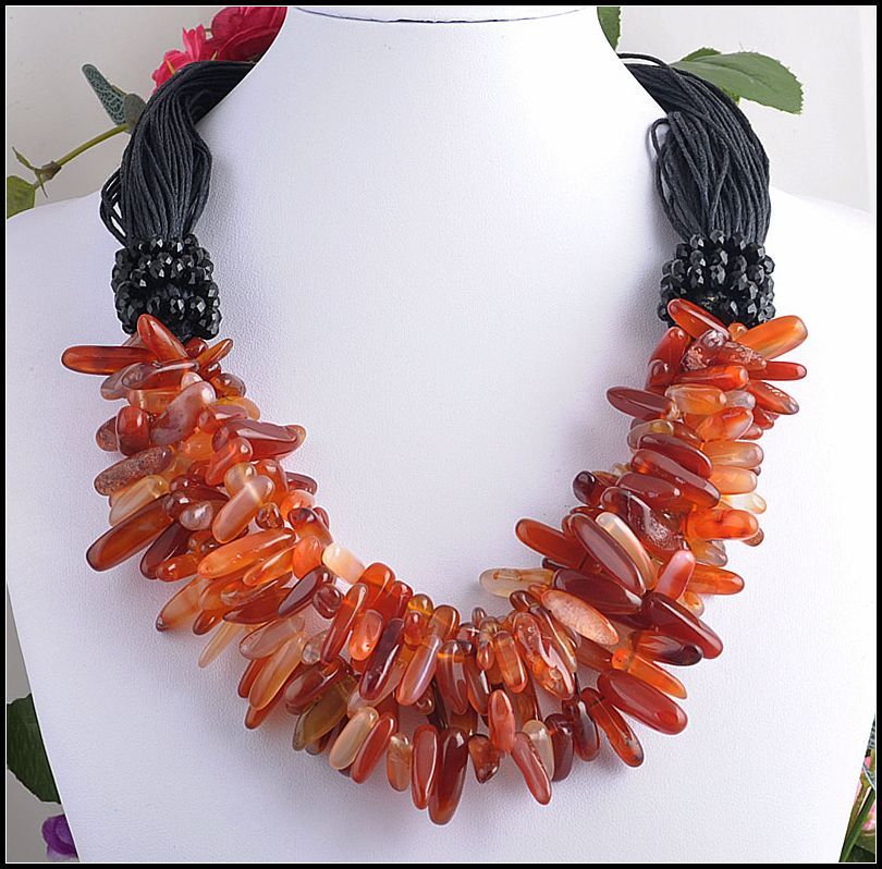  Carnelian Onyx Retro Plated Gemstone Delicate Necklace ZA220