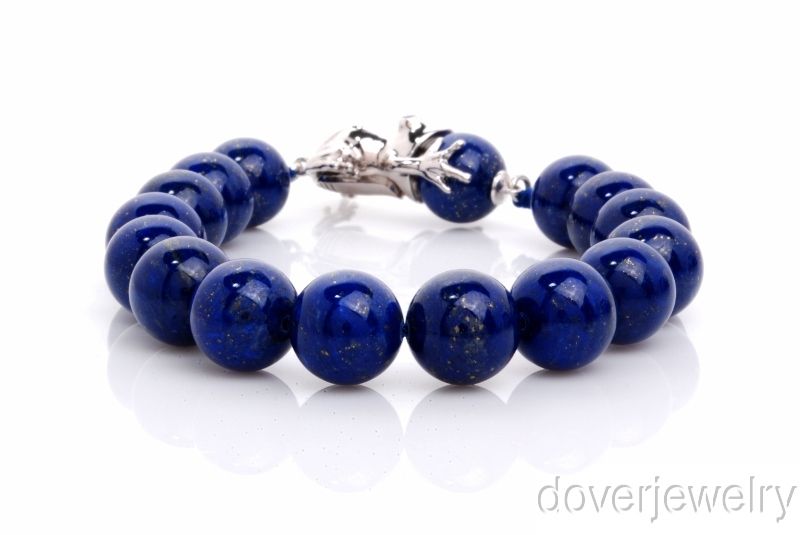 Sapphire Lapis Lazuli Sterling Silver Frog Bracelet NR