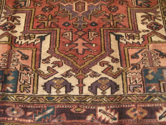  100% WOOL ANTIQUE PERSIAN GEOMETRIC PERSIAN HERIZ RUG 4.7x7.3