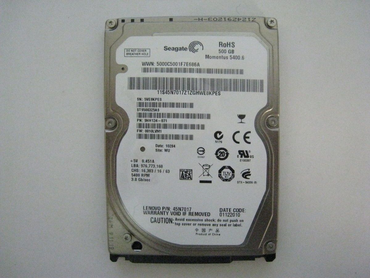 Seagate Momentus 5400 6 500GB ST9500325AS P N 9HH134 071 F w 0010LVM1