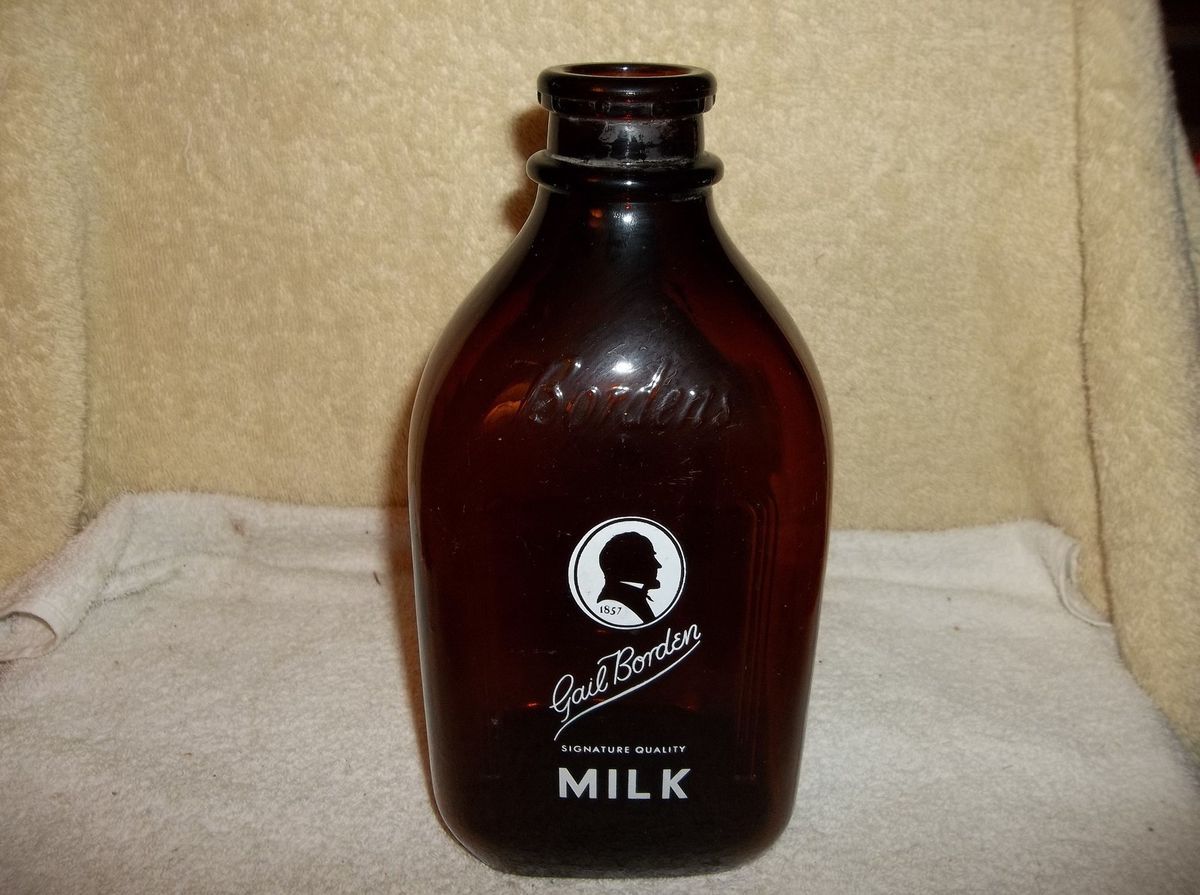 Vintage Bordens Two Quart Milk Bottle By Gail Borden Grt Cond