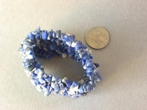 Gemstone Bracelet Sodalite Stretch Cuff Nuggets 1 5 Wide