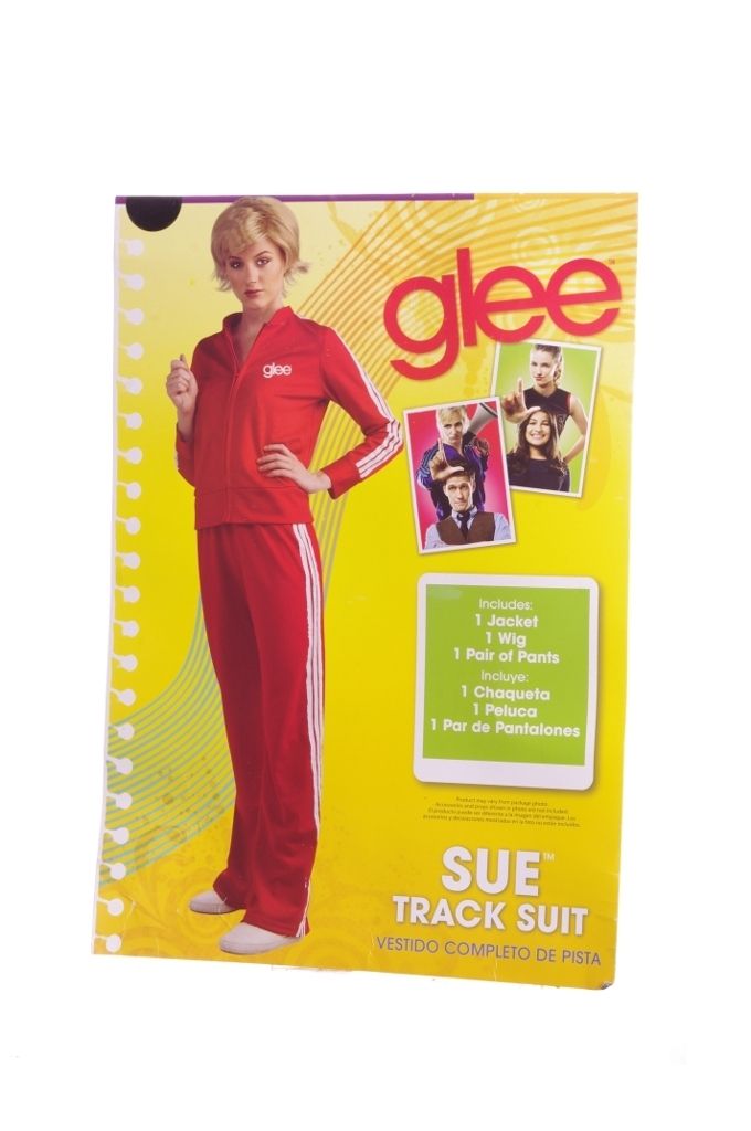 Glee Womens Sue Sylvester Halloween Costume Track Coat Jacket Wig