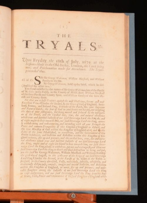 1679 The Tryal of Nathaniel Reading and Tryals of Wakeman Mashall