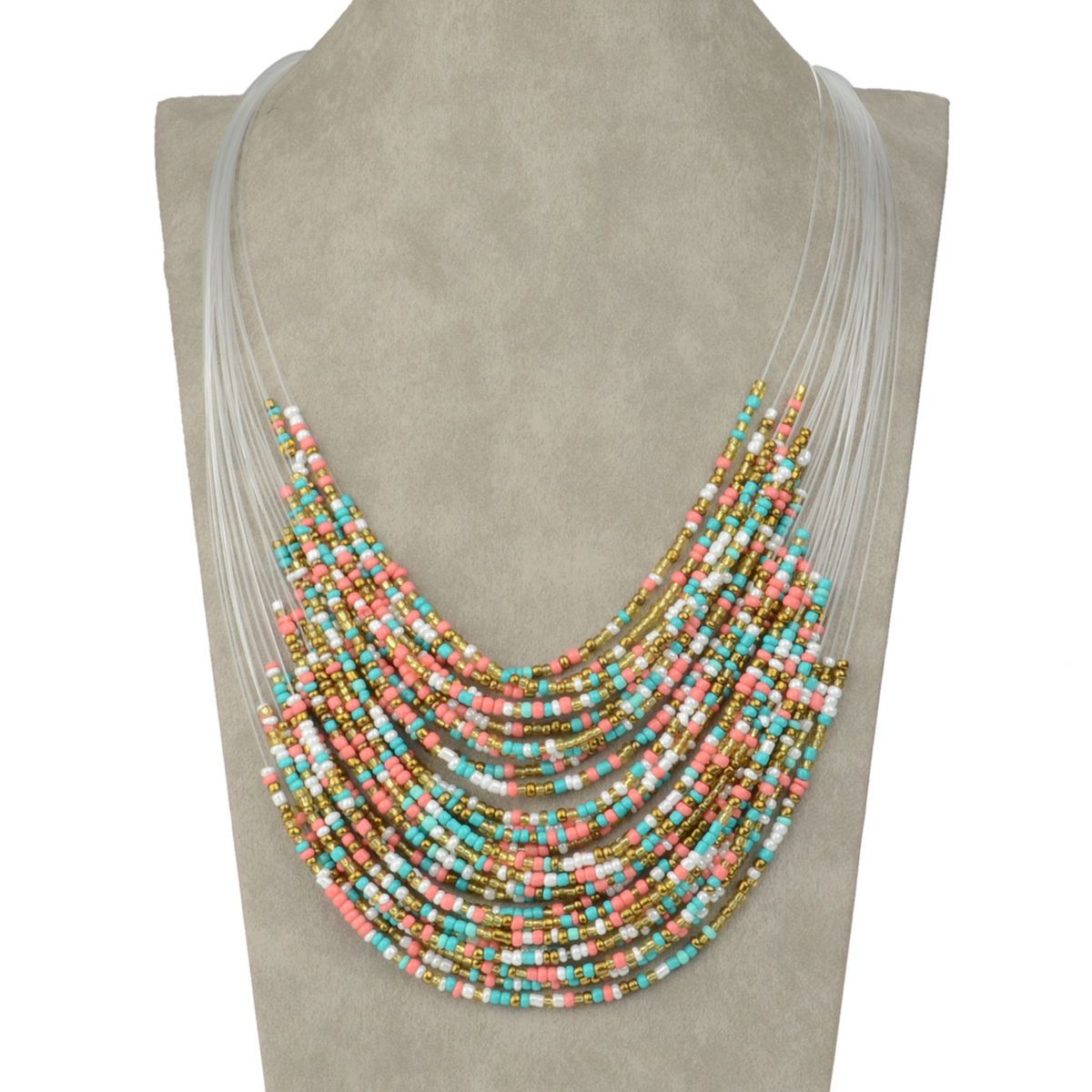 Graceful Multilayer Glass Beads Pendant Necklace Jewelry Earrings Set