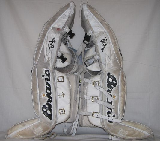 Used Brians DX2 35 White Ice Hockey Goalie Leg Pads