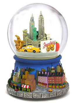 Rotating New York City Snow Globe Skyline Musical Revolving Plays New