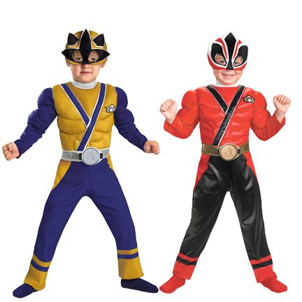  Show Nick Super Power Rangers Samurai Muscle Gold Red Costume