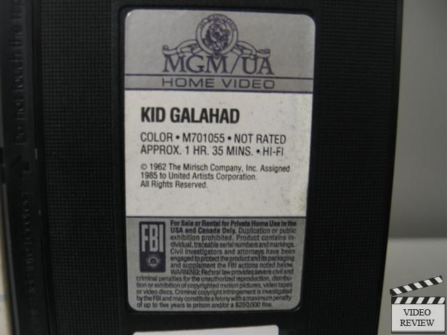 Kid Galahad VHS Elvis Presley Gig Young Lola Albright Charles Bronson