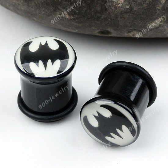 Glow in The Dark Batman Symbol Ear Plug Flesh Tunnel Expander