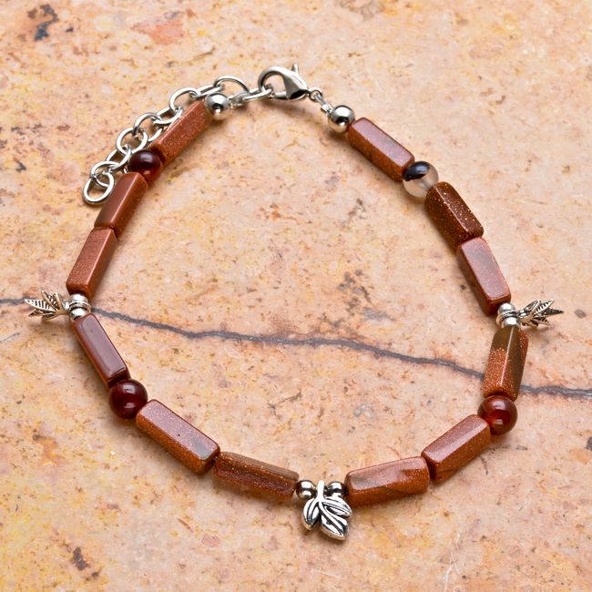 11 Carnelian Goldstone Anklet