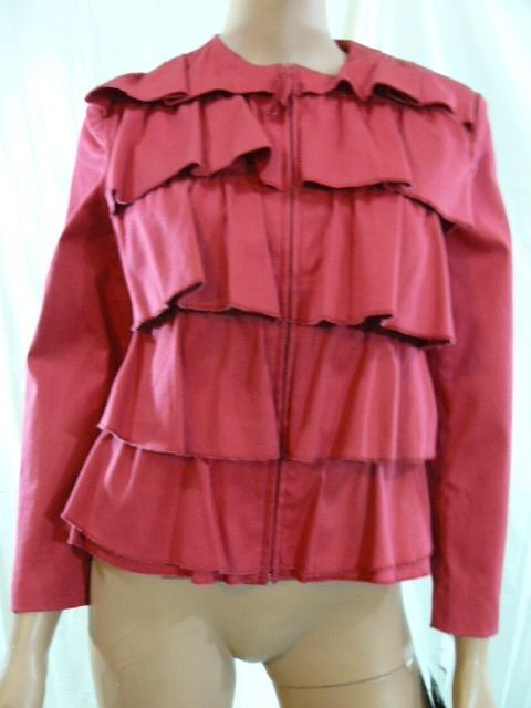 New Giancarlo Ferrari Red Ruffle Tier Blazer Jacket 2