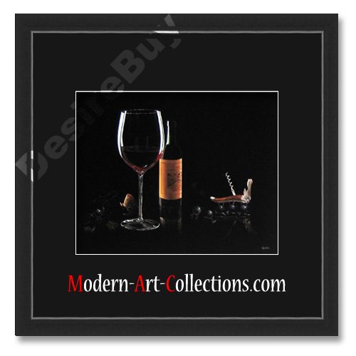 16x16 Michael Godard Catch The Cork Mat Black Framed