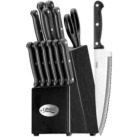 Ginsu 04814 14 Piece Bakelite Knife Set with Block Black