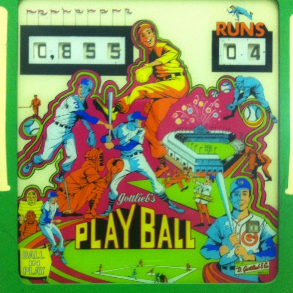 Gottlieb Vintage Pinball Machine Baseball Theme