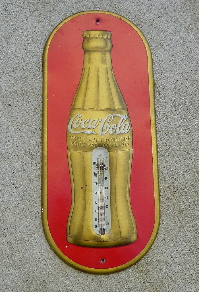 Coca Cola Gold Bottle Thermometer Dec 25 1923