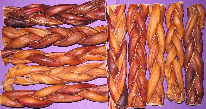  Braided Grass Fed 6 inch Bull Bully Sticks Free Range Cattle