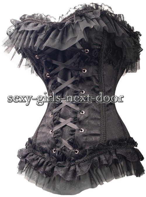 Goth Black Victorian Corset Lace Clubwear Bustier s 2XL Magnificent