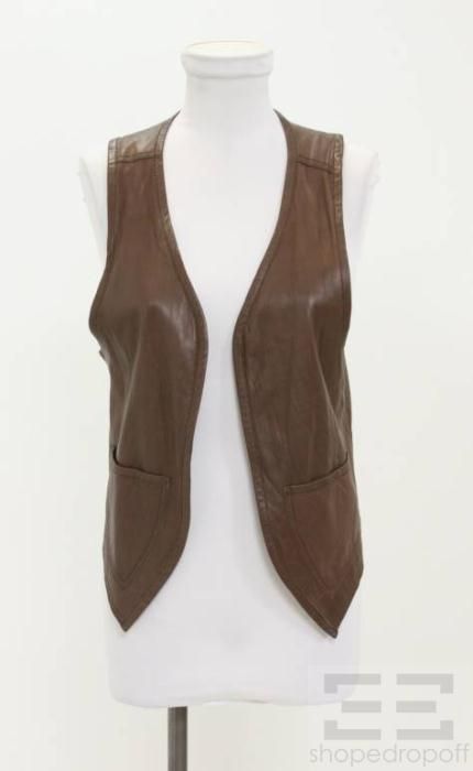 Graham Spencer Brown Leather Vest Size M