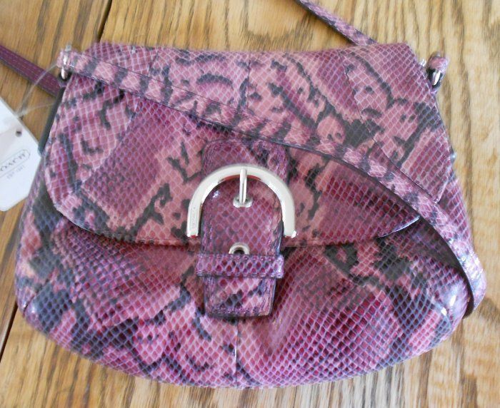 Coach 45648 Soho Embossed Exotic Python Flap Crossbody